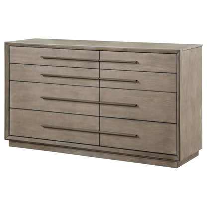 Taupe Oak 8-Drawer Dresser - Bedroom Furniture