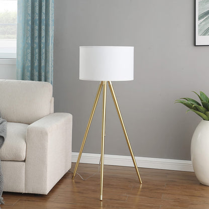 64" Adjustable Height Tripod Floor Lamp - Gold+White