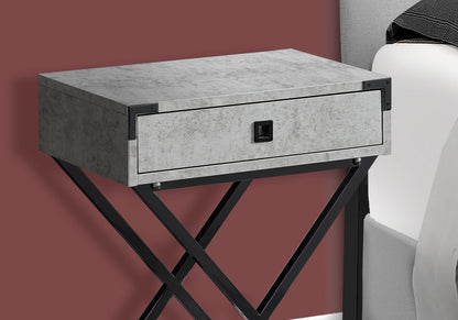 Accent Table, Side Table - Grey MDF & Black Metal Legs