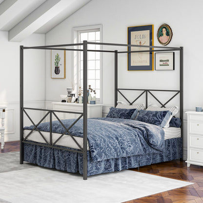 Queen Metal Bed Frame Black - Bedroom Support