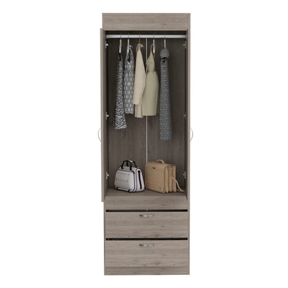 Light Gray Bedroom Dresser with Hanging Rod - 70.4" Tall