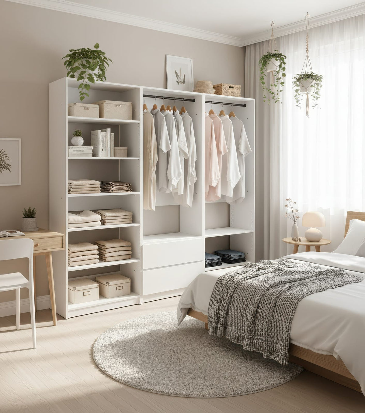 White Wood Walk-In Closet System - 5 Unit Modular