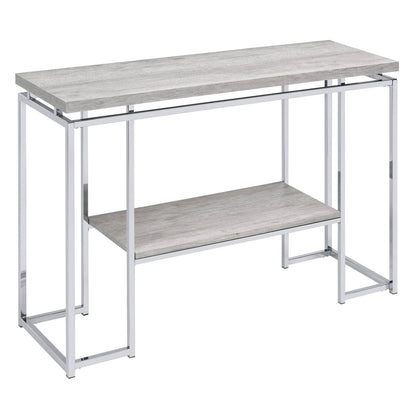 Natural Oak & Chrome Sofa Table - Storage Console