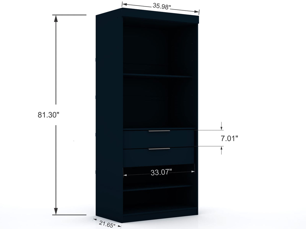 Dark Blue MDF Dresser - 35.98" Wide Wardrobe