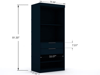 Dark Blue MDF Dresser - 35.98" Wide Wardrobe