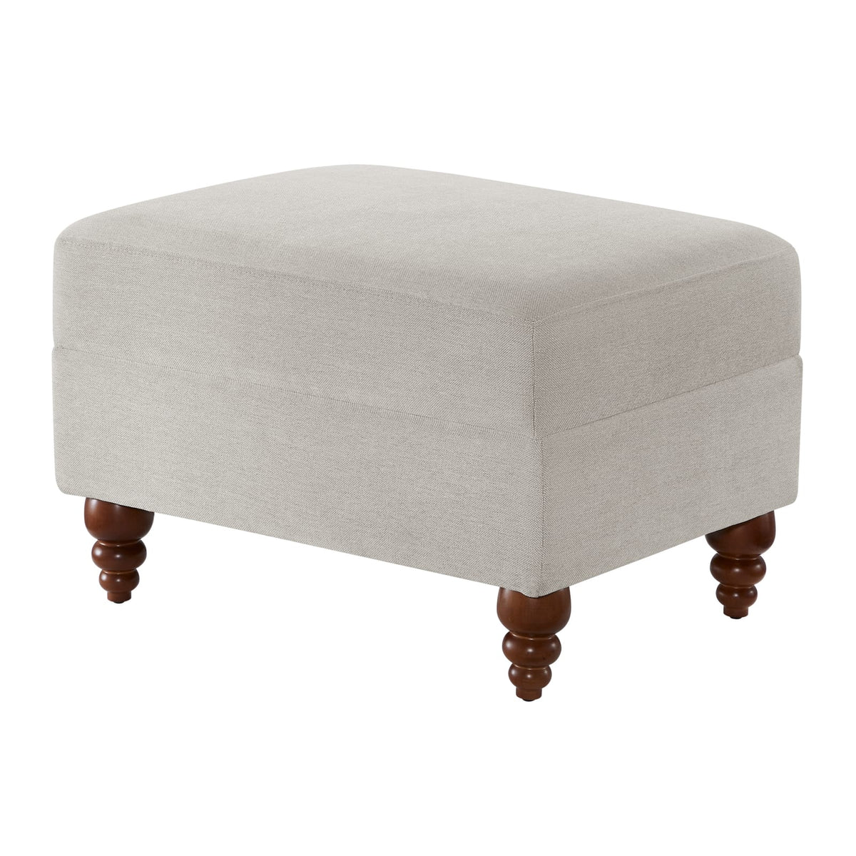 Beige Grey Polyester Ottoman - 28" Rectangle