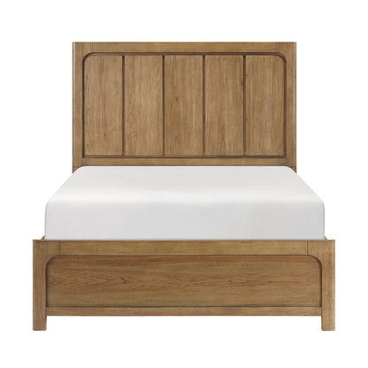 Queen Size Light Brown Wood Storage Bed Frame for Bedroom