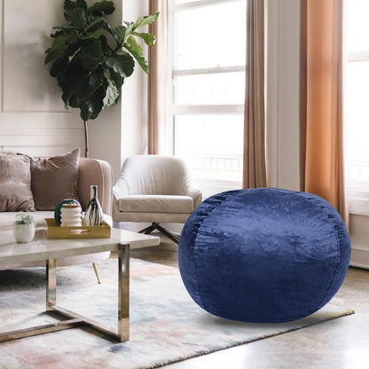 Navy Velvet Bean Bag Chair, 5ft Lounge Seat for Kids or Adults