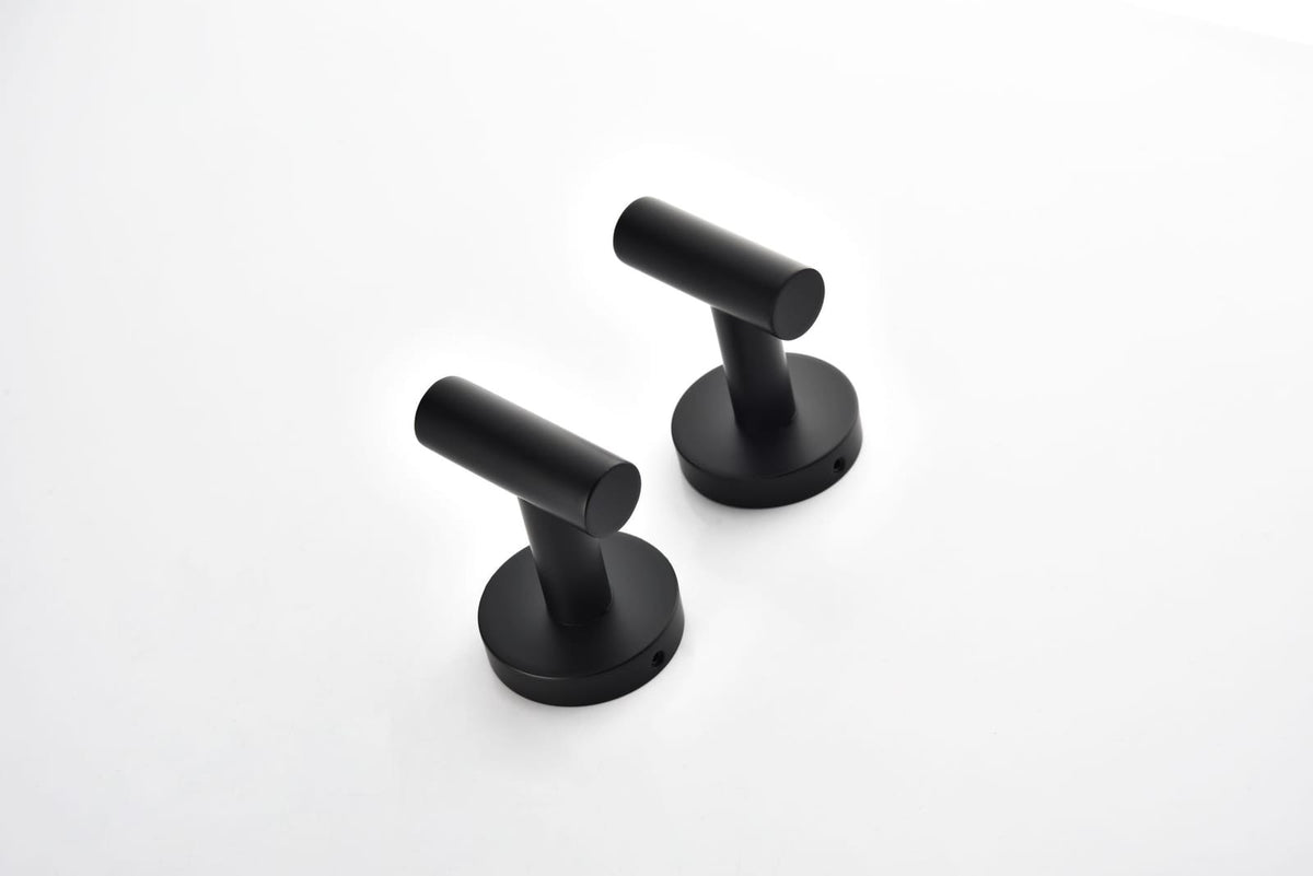 Stainless Steel Bathroom Towel Hooks - Matte Black, 2-Pack
