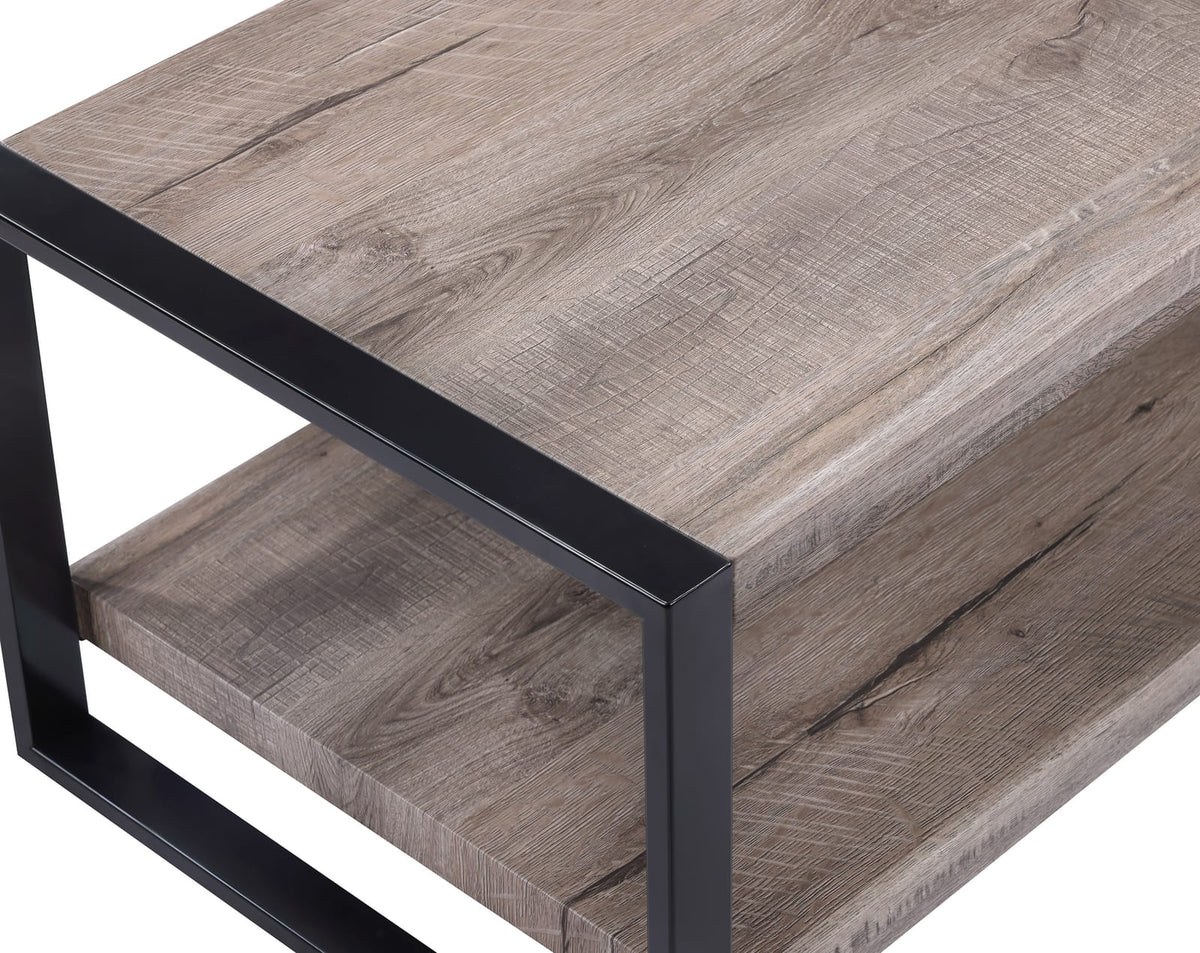 Contemporary End Table with Storage Shelf - Brown, Gray