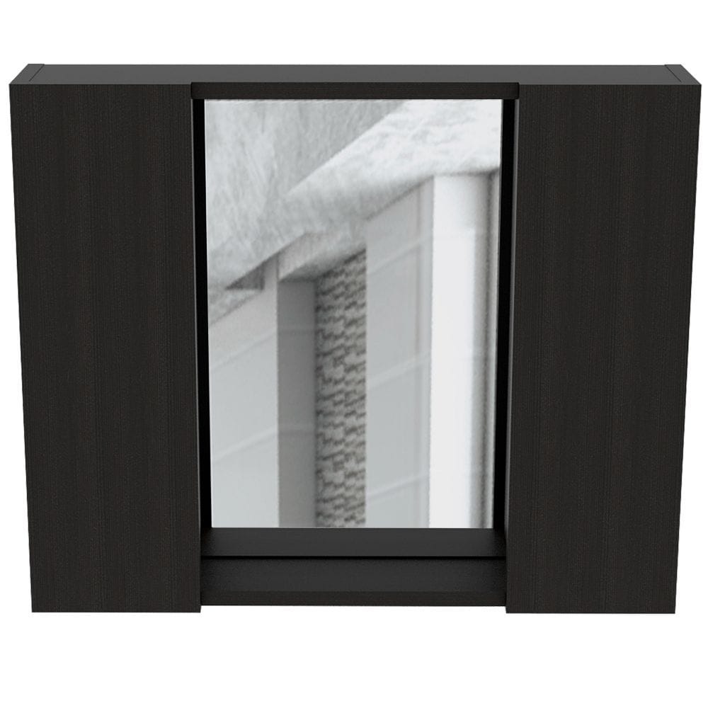 Black Bathroom Storage Cabinet with Mirror - 19" H