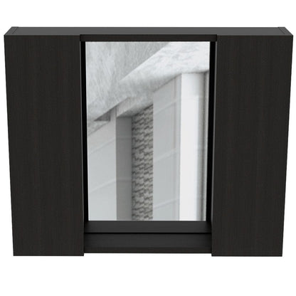 Black Bathroom Storage Cabinet with Mirror - 19" H