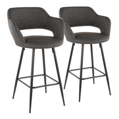 Grey Faux Leather Counter Stools - 2 Piece Set