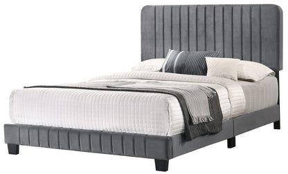 Stylish Contemporary Gray King Bed - Velvet Frame
