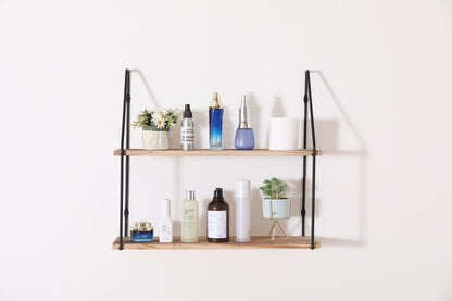 Gardenia Floating Shelf - Natural Wood, 2-Tier Display Storage
