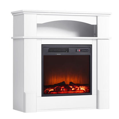 37 Inch Electric Fireplace Stove - Black White Steel