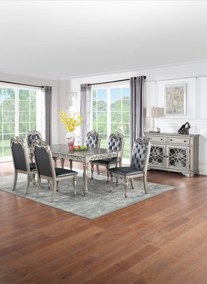 Gray Rectangular Dining Table with 6 Chairs