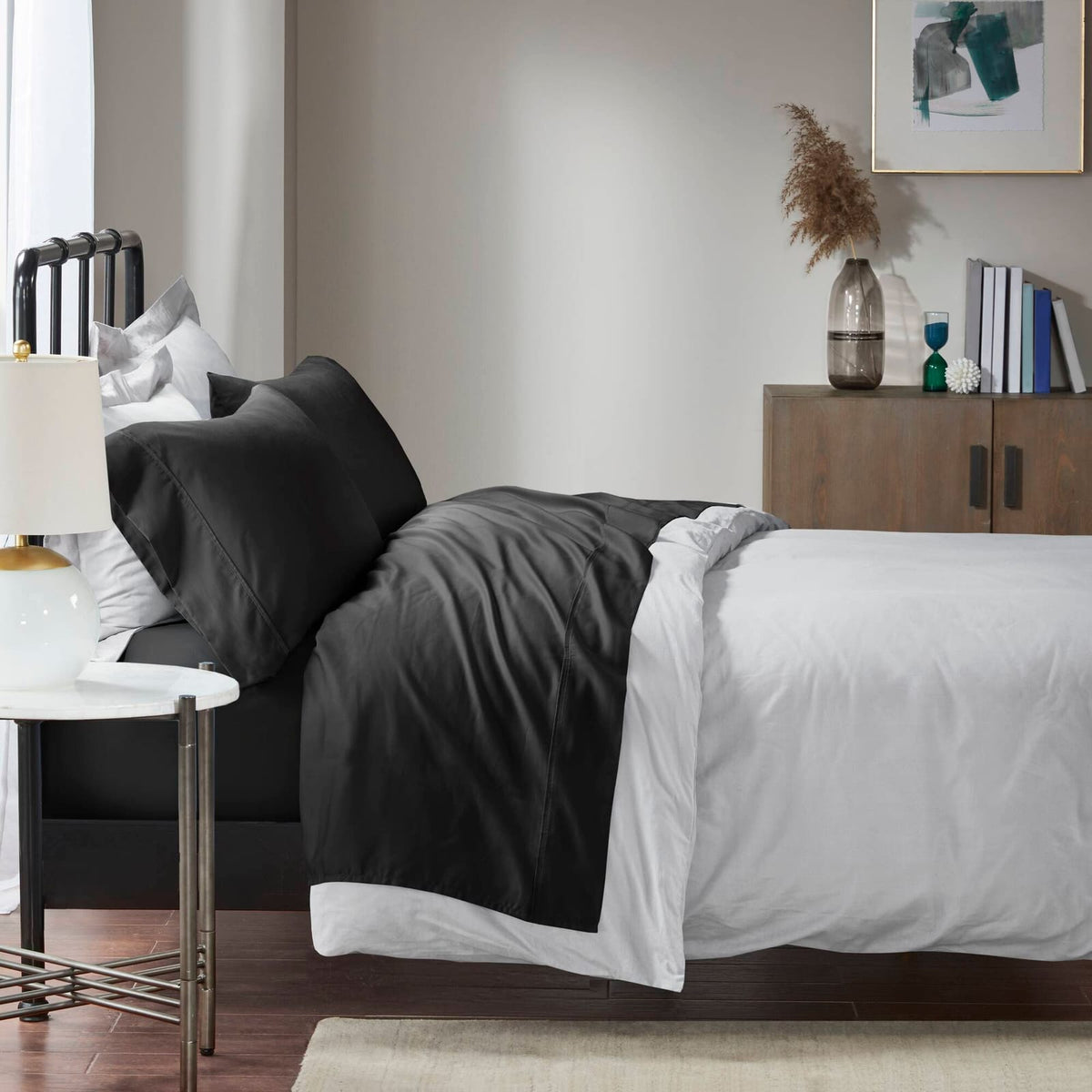 Cal King Cotton Blend Sheet Set - Black