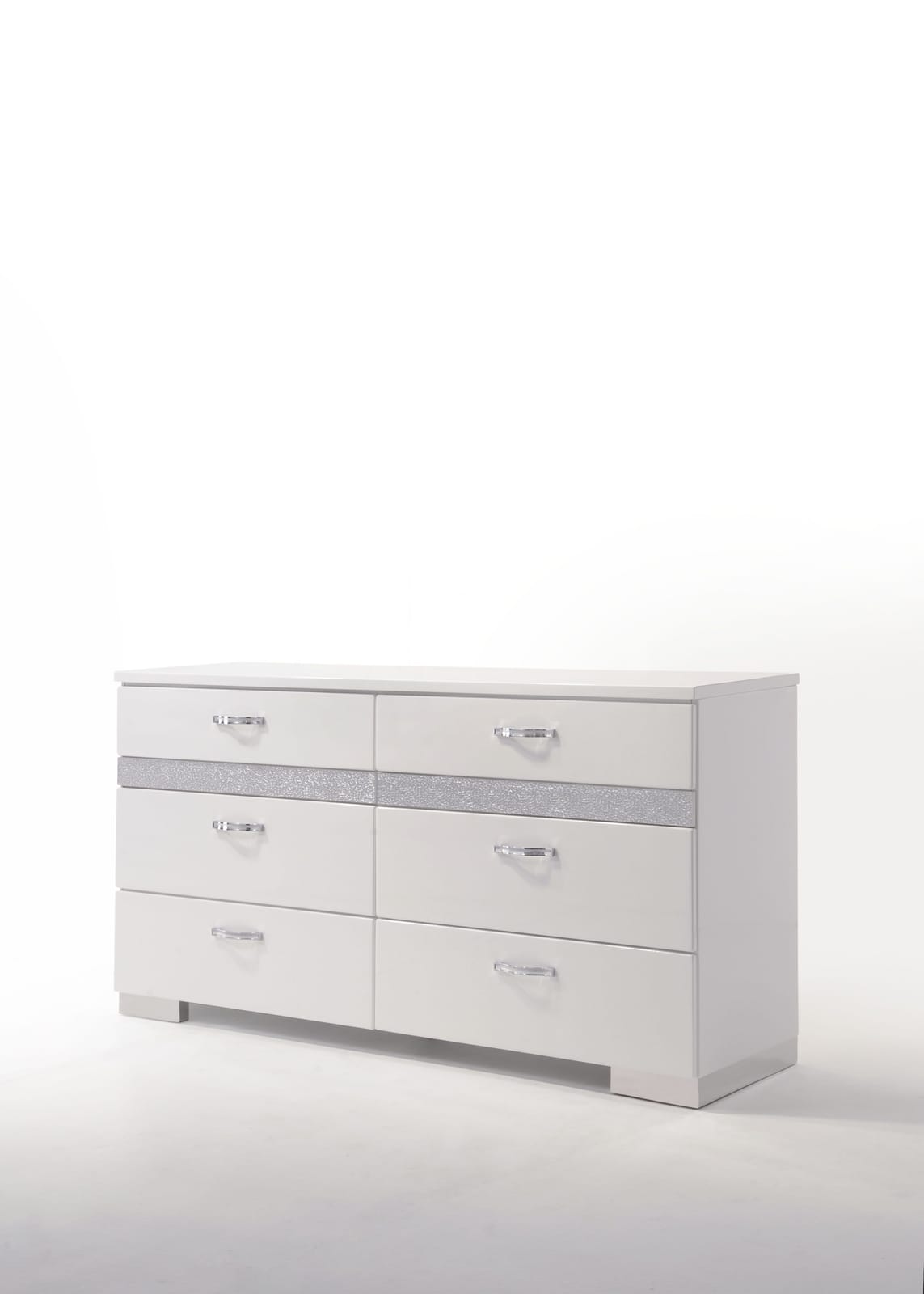 Naima II White Dresser - 6 Drawers Storage for Bedroom