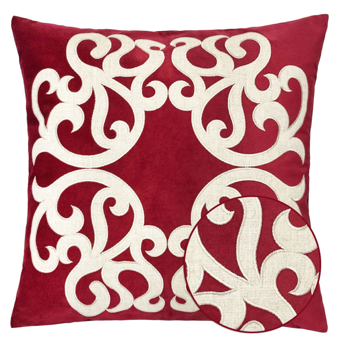 Dora Vintage Vine Set of 2 - Red Polyester Pillow Covers