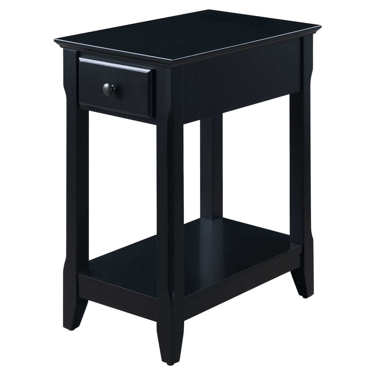 Black Rectangular Accent Table with Storage for Living Room