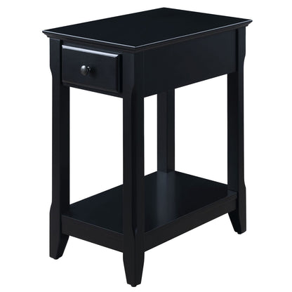 Black Rectangular Accent Table with Storage for Living Room