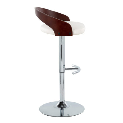 Adjustable Barstool Set - Mahogany PU Leather, Swivel & Chrome Base