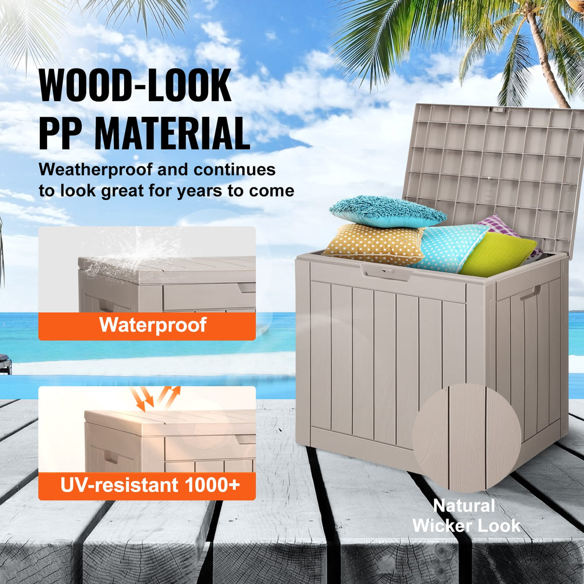Gray Polypropylene Deck Box - 23 Gallon Outdoor Storage