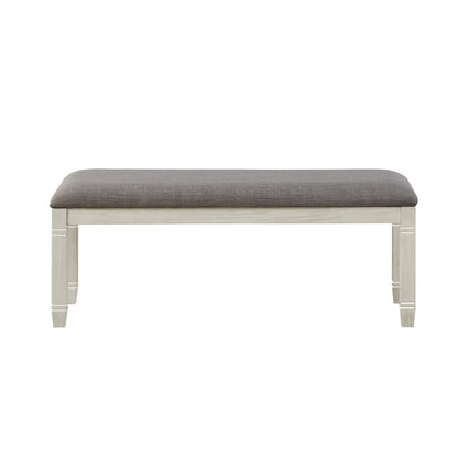 Antique White Dining Bench - 48 Inch Wood Seat