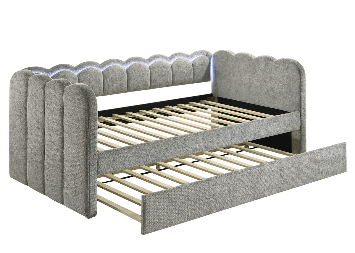Light Gray Modern Sofa Bed with Trundle - 83.9" x 41.5" for Living Room