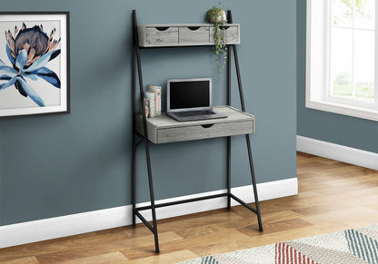 Computer Desk, Grey Laminate - Storage & Black Metal Frame