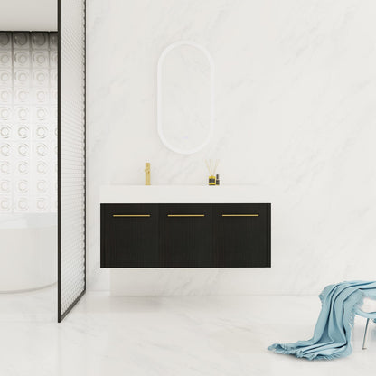 47 Inch Black Chestnut Bathroom Vanity - Storage Sink