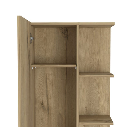 Beige Particle Board Bathroom Cabinet with Adjustable Shelves for Living Room