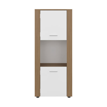Natural Oak Vertical Storage Cabinet - 3 Shelves for Living Room