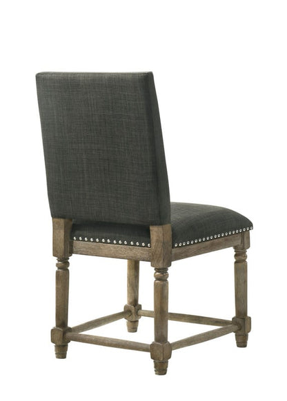 Gray Fabric Dining Chairs Set of 2 with Wood Legs for Kitchen Seating