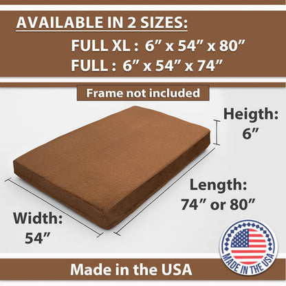 Full XL Memory Foam Futon Mattress Bronze Polyester for Sofa Beds