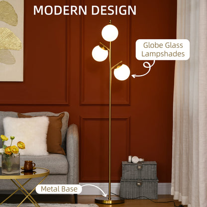Gold Modern Tree Lamp - 3-Light Floor Lamp for Living Room & Bedroom