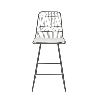 Grey & Ivory Iron Patio Counter Stools - Set of 2