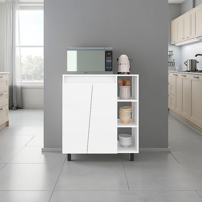 Dining Room Cesna Microwave Sideboard Cabinet - White, Freestanding Pantry with