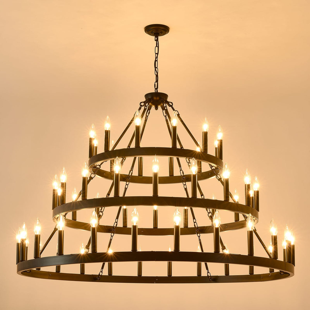 Large Farmhouse Chandelier - 36 Lights Black Metal