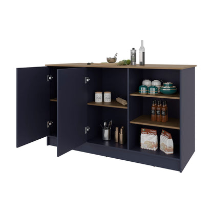 Multicolor Kitchen Island with Storage Shelves for Dining Room