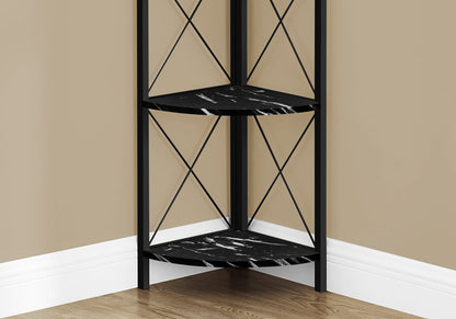 4 Tier Black Metal Corner Bookshelf - 60"h for Living Room