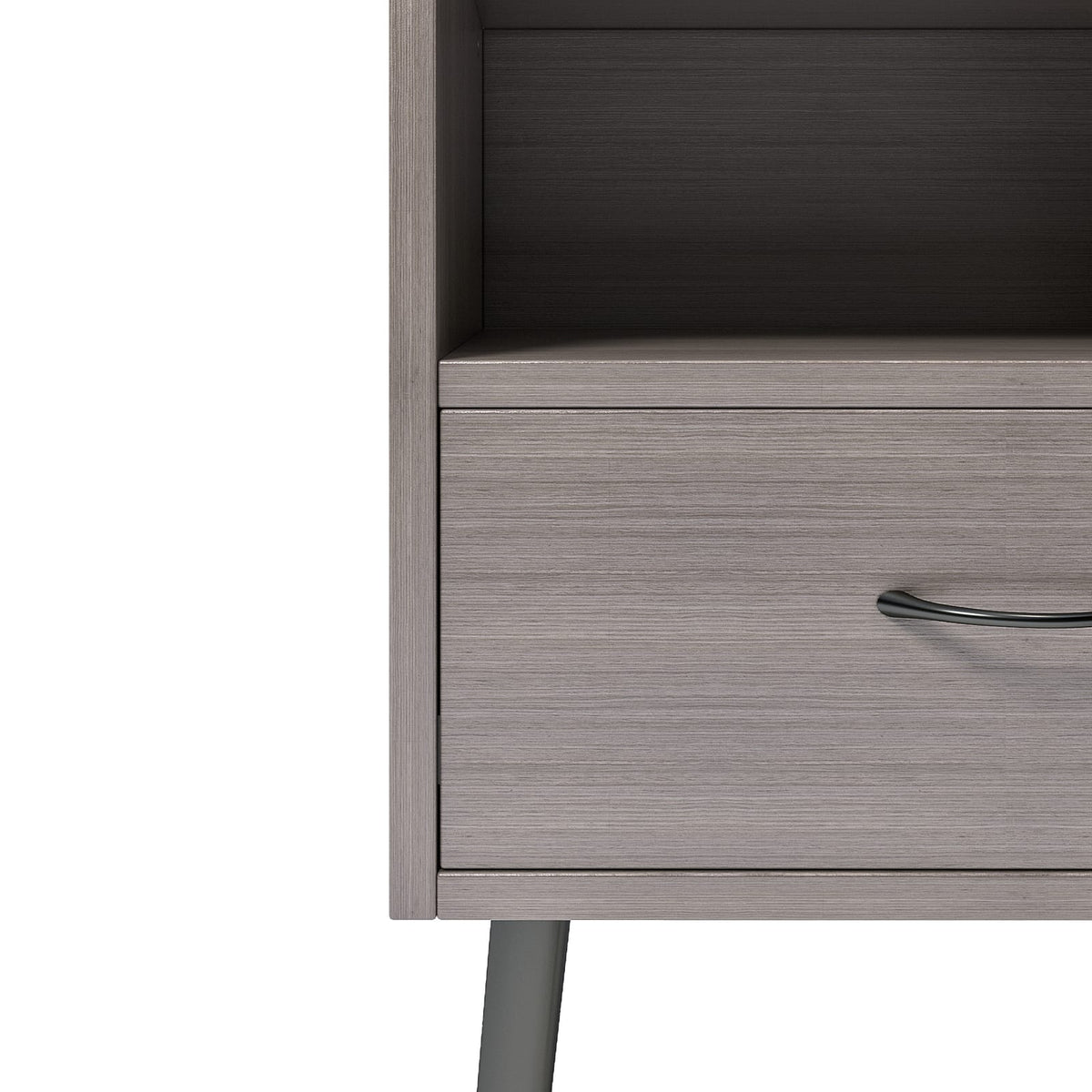 Grey MDF Nightstand with Storage Drawers - Small Bedroom Table