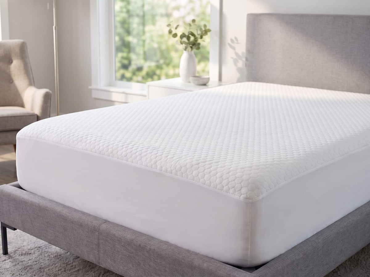 Cooling Twin Mattress Protector - White Polyester