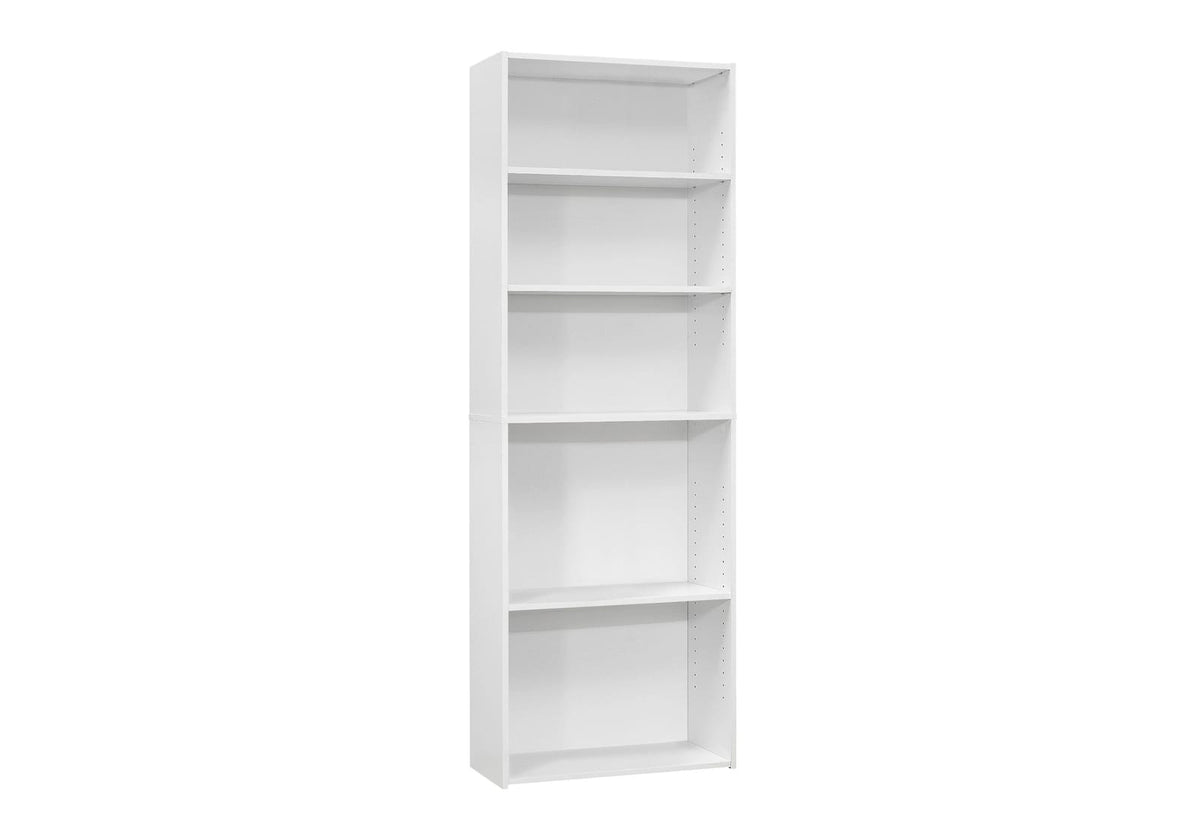 White 72" Bookshelf - 6 Tier Display Shelves for Living Room