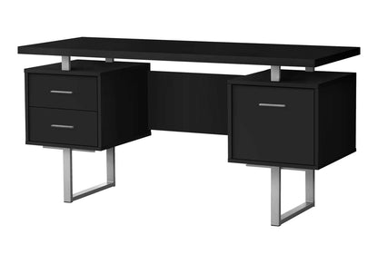 Computer Desk, 60"L Black Storage Desk - Home Office Workspace