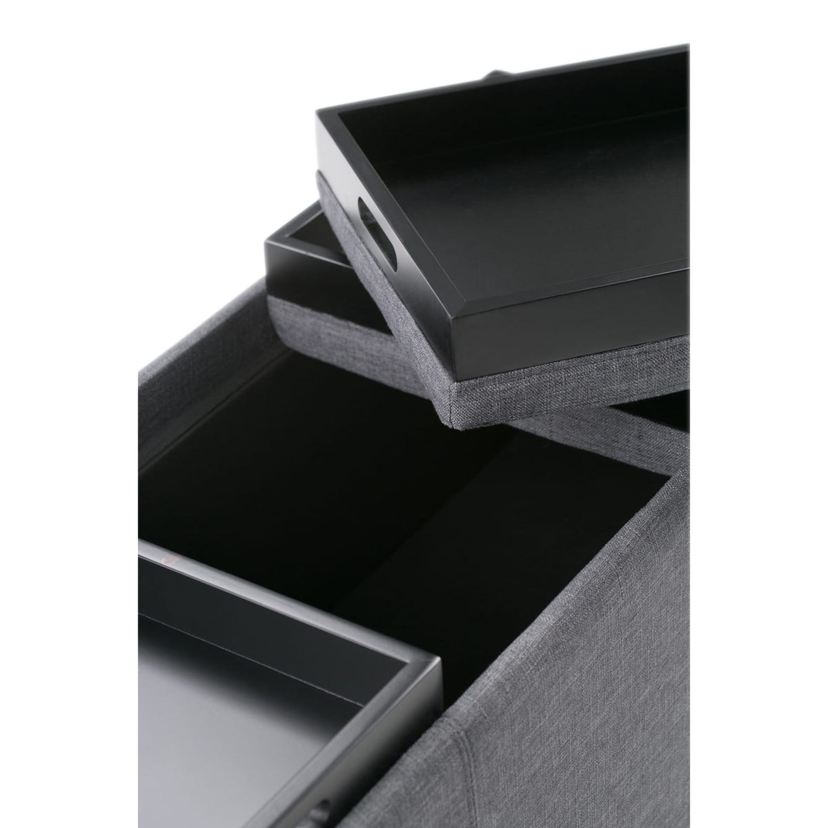 Avalon Dark Gray Fabric Storage Ottoman - 42" Wide