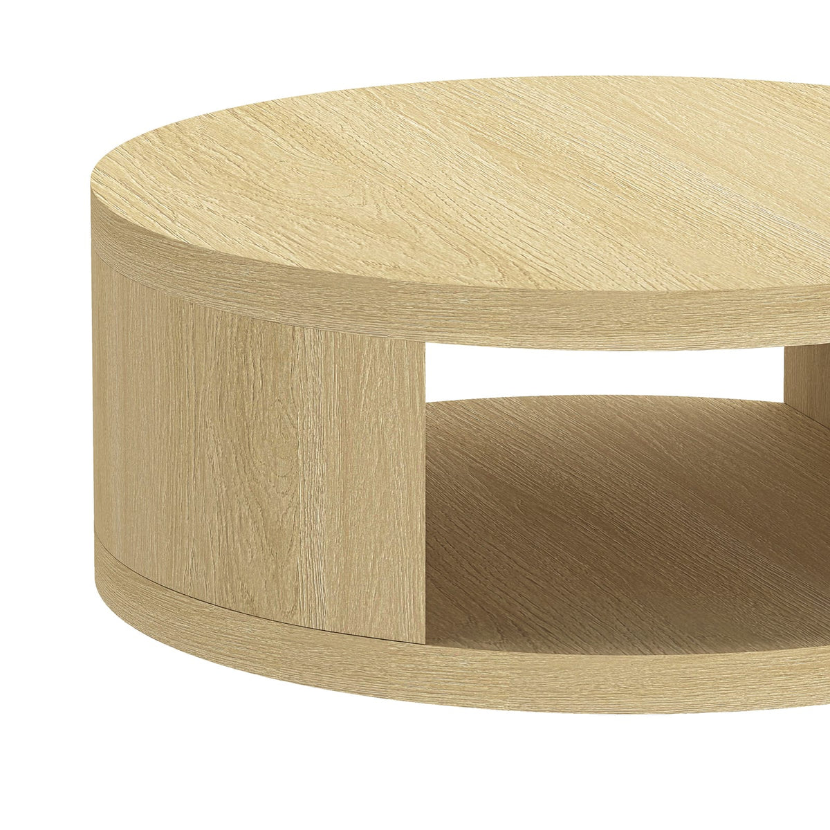 36 Round Oak Coffee Table with Storage