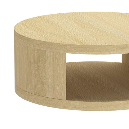 36 Round Oak Coffee Table with Storage