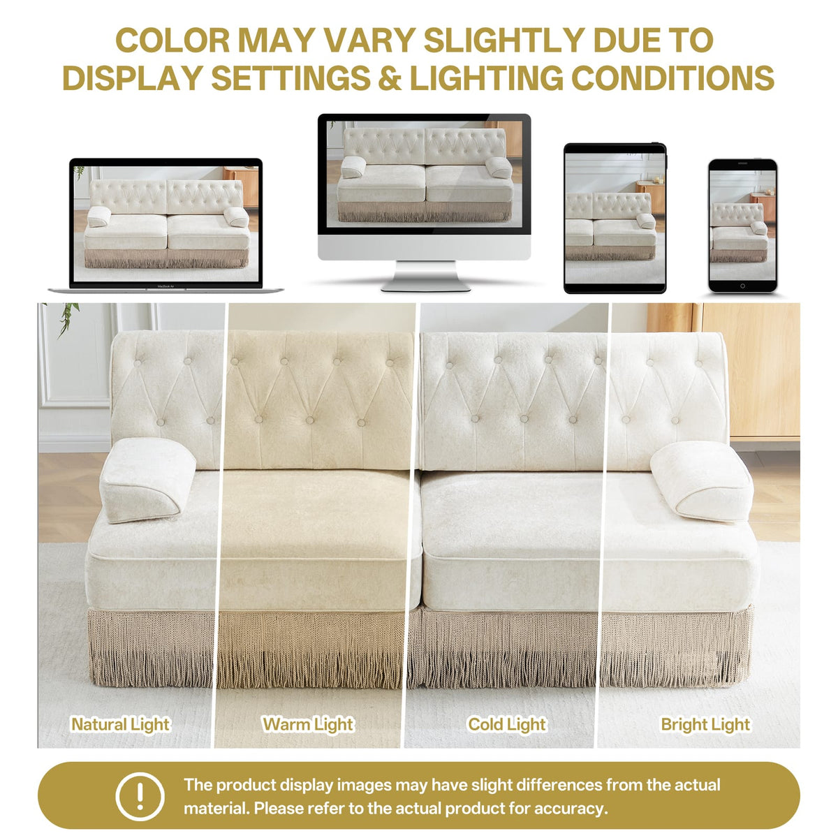 Beige Velvet Chesterfield Loveseat - Modular Sofa Design